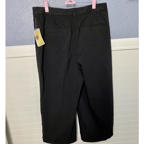 Michael Kors Black Button Detail Wide Leg Cropped Dress Pants Size 12 NWT - Picture 4 of 9